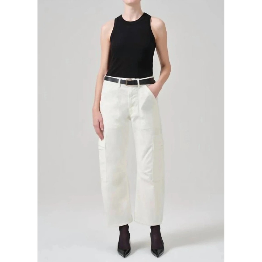 Citizens of Humanity Marcelle Cargo Corduroy Pants Womens 32 Pashmina White $248